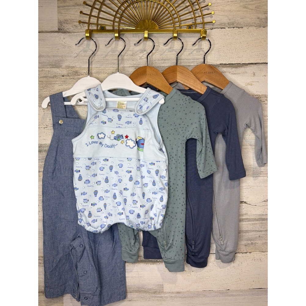Cloud‎ Island Baby Gap Boys 0/3m - 6/12m Blue Gray Sleeper Overall Romper Bundle